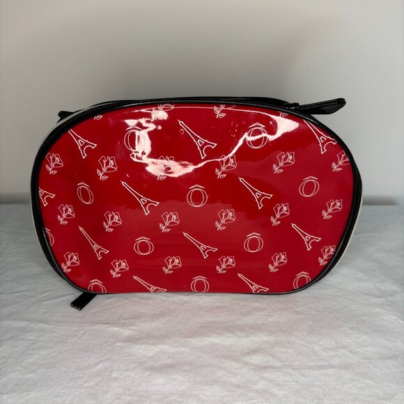 LANCOME Make Up Tote Paris Eiffel Tower Handle Black Red - Picture 1 of 7
